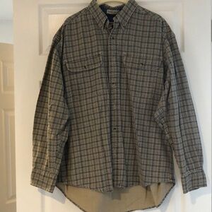 Madison Trader blue cream patterned button up shirt size large